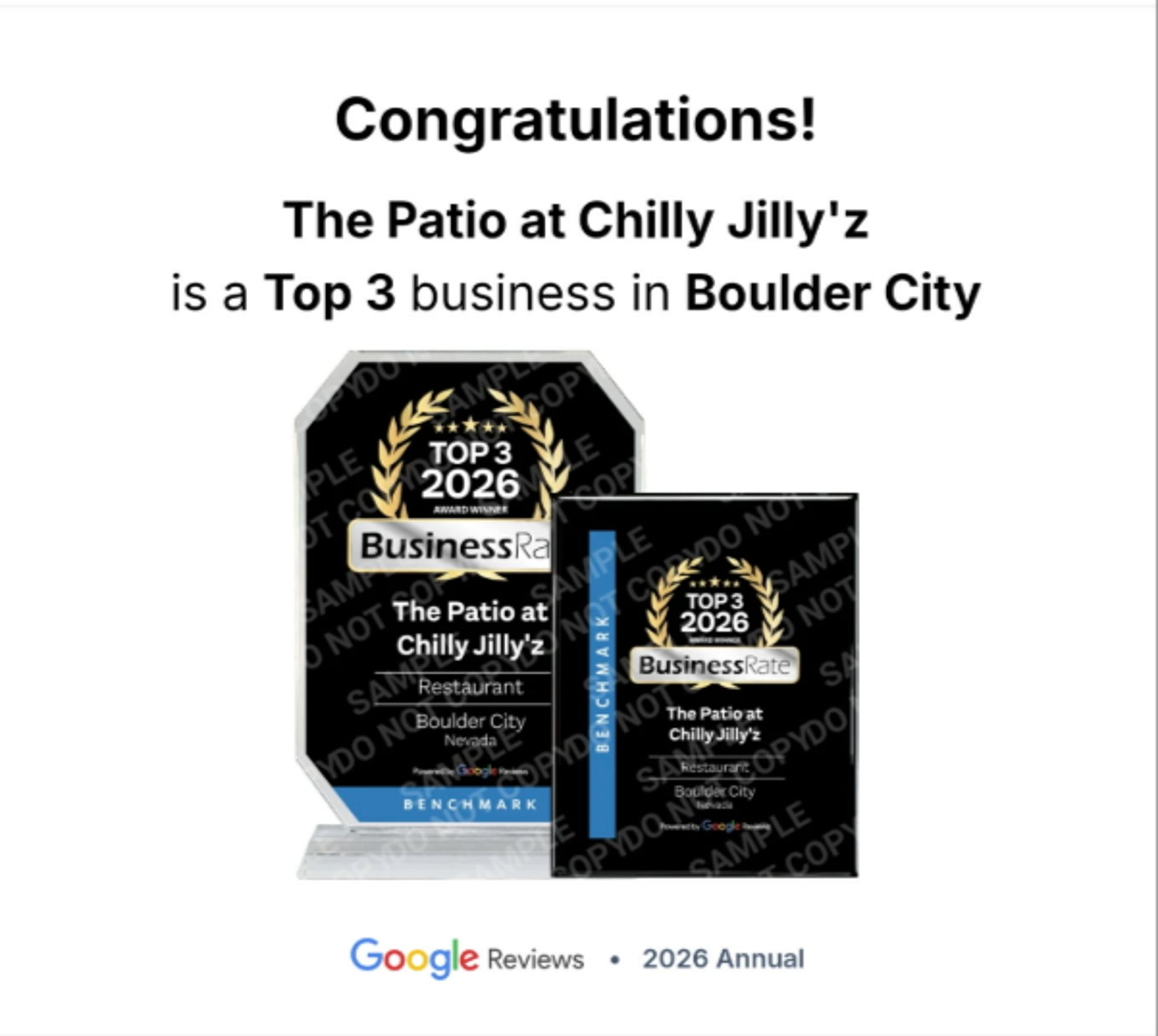 Recognized as a Top 3 business in Boulder City