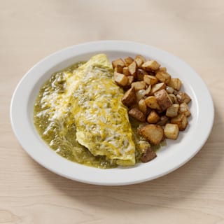 Homemade Pork Chile Verde Omelet